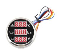 CHICIRIS Kit Manometro 3 in 1, Misuratore Digitale ABS Durevole per Temperatura del Liquido di Raffreddamento del Motore, Pressione dell'olio, Tensione della Batteria, Adatto per Auto, Barche,