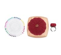 CHICIRIS Kit Puntaspilli a Forma di Zucca Simpatico Accessorio da Cucito con Base in Legno per Artigianato Fai-da-te e Sartoria 1 Set (Rosso scuro)