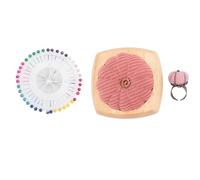 CHICIRIS Kit Puntaspilli a Forma di Zucca Simpatico Accessorio da Cucito con Base in Legno per Artigianato Fai-da-te e Sartoria 1 Set (PINK)