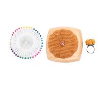 CHICIRIS Kit Puntaspilli a Forma di Zucca Simpatico Accessorio da Cucito con Base in Legno per Artigianato Fai-da-te e Sartoria 1 Set (YELLOW)