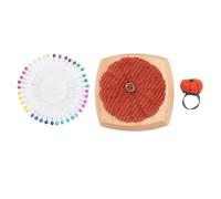 CHICIRIS Kit Puntaspilli a Forma di Zucca Simpatico Accessorio da Cucito con Base in Legno per Artigianato Fai-da-te e Sartoria 1 Set (Rosso Arancio)