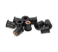 CHICIRIS M6 Well Nut 10pcs Ottone Prigioniero in Gomma per Parabrezza in Moto, Isolamento delle Vibrazioni, Nero