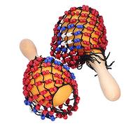 CHICIRIS Martello da Sabbia per Tamburello, Strumento Musicale a Percussione Manuale da 2 Pezzi con Design a Rete di Perline Rosse e Blu, Realizzato in Acero e ABS, per Giochi di società