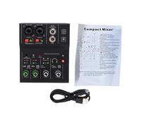 CHICIRIS Mixer Audio a 2, Interfaccia Audio Compatta in Metallo con Alimentazione Phantom Uscita MP3 AUX Manopole di Controllo Indipendenti, per Musicisti DJ Che Registrano Performance (BLACK)