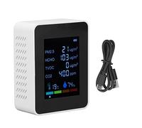 CHICIRIS Monitor della qualità dell'Aria, Misuratore di CO2 Multifunzionale 6 in 1 Monitor della qualità dell'Aria Temperatura PM2.5 Rilevatore TVOC HCHO Ricarica USB, Test Rilevatore di (Bianco)