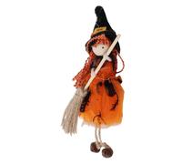 CHICIRIS Ornamento per Bambola Strega da Appendere, Piccola Statuetta Leggera con Scopa per la Decorazione di Interni Ed Esterni (ORANGE)