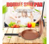 CHICIRIS Padella Antiaderente a Doppia Faccia con Coperchio Ribaltabile Utensili da in Ferro Dorato da 19 Cm