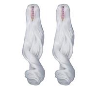 CHICIRIS Parrucca per Bambola con Snodo Sferico da 2 Pezzi, Clip per Capelli Ricci Lunghi Sintetici Morbidi per Stili di Bambola, Arricciatura Romana da 25 Cm (Luna Bianca)