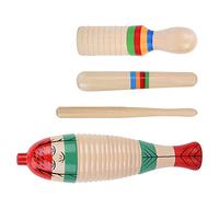 CHICIRIS Pesce Guiro, 2 Set di Graffi Legno Guiro Suono Tubo Musica Percussione Strumento per Bambini