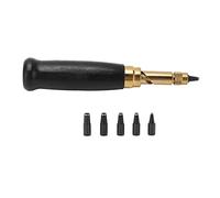CHICIRIS Punzone per Vite, Strumento per Punzonatura in Pelle con Manico in Legno con 6 Punte Intercambiabili 1,5 Mm 2 Mm 2,5 3 3, 4 per Cinghia da Cintura da Cucito
