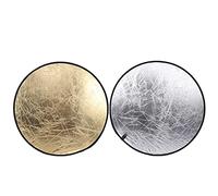 CHICIRIS Riflettore Fotografico Rotondo 2 in 1, Riflettore Pieghevole da 110 Cm per Luce di Riempimento Nei Ritratti in Interni Ed Esterni, Nylon Resistente, Argento/oro