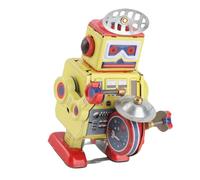 CHICIRIS Robot Giocattolo a Carica, Robot a Orologeria in Ferro Vintage con Bracci Oscillanti e Azione di Battito del Tamburo, per la Decorazione di Bar, Bar, Negozi di Abbigliamento,
