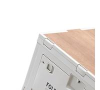 CHICIRIS Scatola portaoggetti pieghevole da esterno in plastica con coperchio in legno, cestino impilabile e versatile per il campeggio e la casa (colore caffè chiaro)