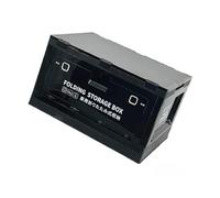 CHICIRIS Scatola portaoggetti pieghevole da esterno in plastica con coperchio in legno, cestino impilabile e versatile per il campeggio e la casa (nero bianco)