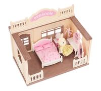 CHICIRIS Set da Gioco per Casa delle Bambole Bunny, Mobili e Accessori in Miniatura 1:12 per Bambini Piccoli, con Specchio da Trucco e Sgabello per il Letto della Principessa
