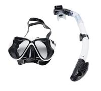 CHICIRIS Set di Snorkeli a Secco Adulto, Lente in Vetro Temperato a Vista Larga, Fit Comodo e Bocchetto in Silicone Liquido Sicuro, PVC e Vetro Temperato, Snorkeling a Secco Completo per (WHITE)