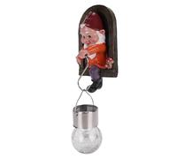 CHICIRIS Solar Garden Gnome Figurine Cute Tree Hugger with Solar Light for