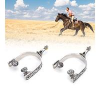 CHICIRIS Speroni per Squisiti Stivali in Acciaio Inossidabile per Spettacoli Equestri, Bellissime Decorazioni per L'addestramento dei, 2 Pezzi 8,9 X 8,1 Cm, Argento