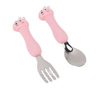 CHICIRIS Stoviglie per Animali per Bambini, Divertente Set di Forchette e Cucchiai per Bambini, Set di Posate per in Acciaio Inossidabile, per Mangiare in Modo a Casa (coniglio)