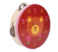 CHICIRIS Tamburo a Mano per Bambini, Strumento Musicale in Legno con Piatti in Acciaio Inossidabile per Bambini in età Prescolare, Banda Familiare per la Scuola a Casa (orso rosso)