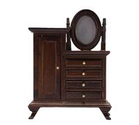 CHICIRIS Tavolo da Toeletta da Bambole in Legno Vintage, Armadio per Cassetti Eleganti in Miniatura e Tavolo di vanità Vintage con Conservazione, Materiale in Legno, Progettato per le