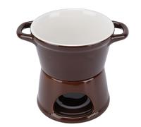 CHICIRIS Tazza per Fonduta Al Cioccolato con Forchetta in Acciaio (BROWN) | Ceramica, 300 ml, Ideale per sciogliere il formaggio, Design compatto, Riscaldamento efficace