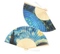 CHICIRIS Ventaglio Pieghevole in bambù da 2 Pezzi, Decorazione per Feste, Ballo Manuale, Ventaglio Portatile Leggero per L'ufficio, L'arredamento del Soggiorno