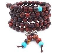 ChicJ&Y 6MM 108 Perle di Preghiera in Legno di Palissandro con Perline Blu Braccialetto Tibetano Buddista Buddha Meditazione Mala Bracciali/Collana