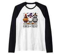 Chick or Treat Divertente Halloween Pollo Famiglia Match Costume Maglia con Maniche Raglan