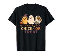 Chick or Treat Spooky Ghost Witch Mummy Pollo Costume Maglietta