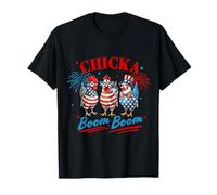 Chicka Boom Boom Funny Patriotic Chicken 4 luglio USA Maglietta