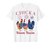 Chicka Boom Boom Funny Patriotic Chicken 4 luglio USA Maglietta