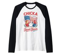 Chicka Boom Boom - Pollo patriottico divertente del 4 luglio Maglia con Maniche Raglan