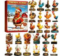 Chicken Advent Calendars 2025, 24 Days Christmas Countdown Advent Calendars with 2D Acrylic Chick Ornaments for Adults Kids