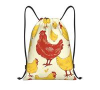Chicken Chick Titolo: Borsone leggero con coulisse - Sacca da palestra pieghevole impermeabile con tracolla regolabile, ideale per sport, yoga, viaggi e scuola, Nero , M