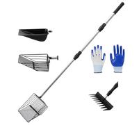 Chicken Coop Scoop, Extendable Litter Sifting Shovel with 4 Shovel Heads, Cleaning Tool for Poultry, Pet Waste, Farming, Backyard Coops, Barn, Home, Garden