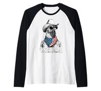 Chicken Farm, Cappello da Cowboy con Bandiera Americana Maglia con Maniche Raglan