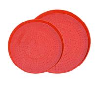 Chicken Feeder - 1 pezzo Low Rim Open Brooder Tray, Shallow Easy Access Feed Saver Plate For Day-Old Chicks, Poults, And Gamebird Quail | Crimson Red (35 cm)