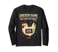 Chicken Game Don't Look At The Chicken Funny Gamer Pixel Art Maglia a Manica