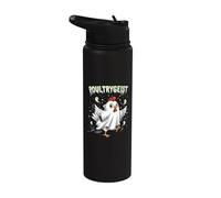 Chicken Ghost Poultrygeist Halloween Costume Farmer Stainless Steel Insulated Water Bottle