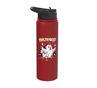 Chicken Ghost Poultrygeist Halloween Costume Farmer Stainless Steel Insulated Water Bottle
