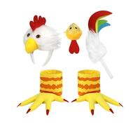 Chicken Headband Costume - Animal Cosplay Kit, Tail, Feet, Nose Accessory