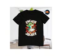 Chicken Jockey T-Shirt, Gift for Game Lover Chicken, Minecraft Quirky Cotton Graphic Tees, Hilarious Gaming Gift For Kids Men Women KOMFORT & SICHERHEIT - Das Kinder-T-Shirt aus 100 % Baumwolle bietet