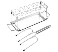 Chicken Leg Rack, Drumstick Holder with Turkey Fork, Stainless Steel Roaster Stand, Grilling Tool for Camping Backyard Picnic Tailgating and Over Open Flames Essential Bbq