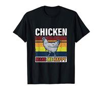 Chicken Make Me Happy Vintage Chickens Farmer Fun Gift Maglietta