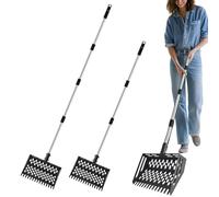 Chicken Manure Shovel - Metal Coop Scooper, Poultry Bedding Rake | Long Handle Sand Sifting Cleaner, Backyard Farm Waste Management Maintenance Equipment for Sanitized Animal Enclosures