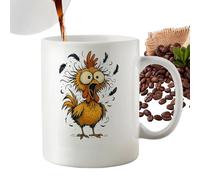 Chicken Mug - 350ml Funny Ceramic Drinkware, Cute Tea Coffee Mug with Handle for Chicken Lovers Women, Novelty Animal Cup for Milk Water Hot Beverage, Home Office Kitchen Gift Fun Morning Drinkware