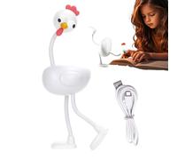 Chicken Night, Bedside Lamp, 2.83x2.05x7.2 inches, Nursery Light, Three Level, Dimmable Glow, Flexible Joints, Cute Decor, Reading Companion, for Desk Accessory, Bedroom Accent, Living Room