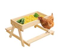 Chicken Picnic Table - Ampio alimentatore in legno per Backyard Poultry, Mesh Bottom Stand Keeps Food Dry, Fresh Feeding for Chickens, Ducks, Turkeys, Wild Birds, Outdoor Farm Use, Strong Design