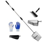 Chicken Poop Scooper, Chicken Coop Litter Scoop with Extendable Handle, 4 Shovel Heads, Ergonomic Cleaning Tool for Farm Maintenance, Animal Waste Removal, Durable, Lightweight